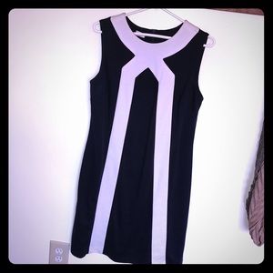 Navy blue and white dress